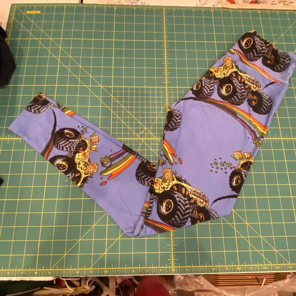 Lularoe O/S 0-10 Leggings with Monster Truck Print